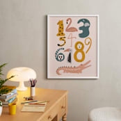 "Safari Friends Numerals" - Personalized Art Print in Flamingo by Jenna Holcomb - In a Room