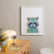"Mr. Raccoon" - Art Print in Teal by Makewells - In a Room