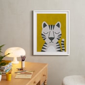 "White Bengal Tiger" - Art Print in Spicy Mustard by 2birdstone - In a Room