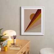 "Abstract Sunrise" - Art Print in Maroon Red by Lucrecia Caporale - In a Room