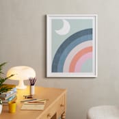 "Double Rainbow with Moon and Sun I" - Art Print in Moon by Emanuela Carratoni - In a Room