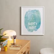 "Nighty Night" - Art Print in Turquoise blue by Amy Hall - In a Room