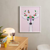 "Deer Flower" - Art Print in Pinky by Rebecca Marchese - In a Room