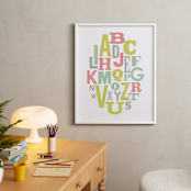 "Oval Alphabet" - Art Print in Rose by Leah Bisch - In a Room