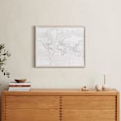 "Maeli white detailed world map" - Art Print in Almost white by Rosana Laiz Blursbyai - In a Room