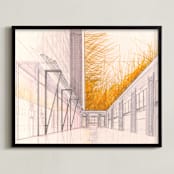 "Concourse" - Art Print in Sunflower Gold by Paul Devitt - Framed