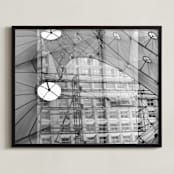 "La Grande Arche Paris_Photo collage" - Art Print in Black & White by katkerrart - Framed