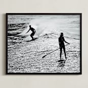 "Surfing Two 1" - Art Print in Black white green by Sea and Sky - Framed