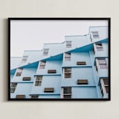"Cool Angles" - Art Print in Cool Blue by Khariza Rae - Framed
