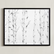 "Birch Story" - Art Print in Birch Grey by jinseikou - Framed