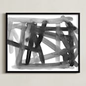 "Pick Up Sticks" - Art Print in Silky Black by Kim Colthurst Johnson - Framed