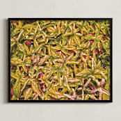 "Green Olive Crimson" - Art Print in Lime Olive Green by Mariecor Agravante - Framed
