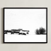 "Silence In A Storm" - Art Print in Winter Whites by Leslie Le Coq - Framed