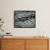 "Wave Forms" - Art Print in grey blue green by Sea and Sky - In a Room