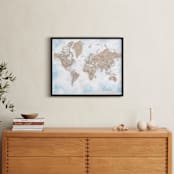 "Ghada detailed world map" - Art Print in Blue and brown by Rosana Laiz Blursbyai - In a Room