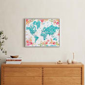 "Halen floral world map" - Art Print in Colorfully tropical by Rosana Laiz Blursbyai - In a Room