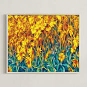 "Golden Empyrean Fields" - Art Print in Empyrean Golden Yellow by Mariecor Agravante - Framed