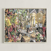 "Yuletide Rustic Decorscape" - Art Print in Christmas Ochre by Mariecor Agravante - Framed