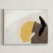"Cuddling in the rain" - Art Print in Mustard Yellow by Yaling Hou Suzuki - Framed Canvas