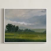 "Broken Clouds" - Art Print in Stormy Green by Stephanie Goos Johnson - Framed Canvas