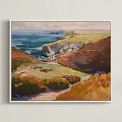 "in the nick of time" - Art Print in ochre by Jess Franks - Framed Canvas
