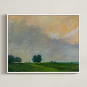 "Together at Sunrise" - Art Print in Illuminated Green by Stephanie Goos Johnson - Framed Canvas