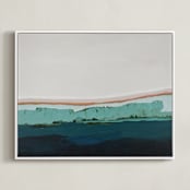 "Coastal Bluff" - Art Print in turquoise blue by Caryn Owen - Framed Canvas