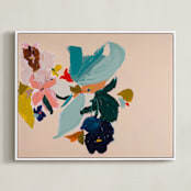 "Spring Botanical Series #3" - Art Print in Peach by Caryn Owen - Framed Canvas