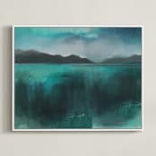 "Ice Lands" - Art Print in Ice Land Green by AlisonJerry - Framed Canvas