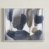 "Curve Appeal" - Art Print in bronze & blue by Michelle Lee - Framed Canvas