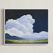 "Porcelain Sky" - Art Print in classic blue by Mya Bessette - Framed Canvas