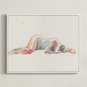 "Melancolia" - Art Print in nude pink by Catilustre - Framed Canvas