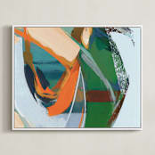"Splash in the Woods" - Art Print in Flame Orange by Khara Ledonne - Framed Canvas