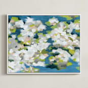 "Verdant" - Art Print in Ocean Blue by Denise Wong - Framed Canvas