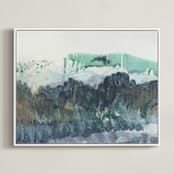 "Scape of the Land " - Art Print in Agate Blue by Jennifer Daily - Framed Canvas