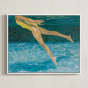 "Submerge II" - Art Print in Underwater Deep Blue by Debra Butler - Framed Canvas