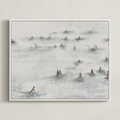 "on the beach" - Art Print in Beige Blue by Lulaloo - Framed Canvas