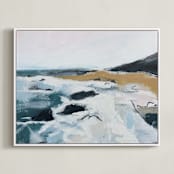 "Seafaring" - Art Print in sea mist blue by Shawnee Mills - Framed Canvas