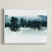 "Night Falling" - Art Print in Lagoon by Lindsay Megahed - Framed Canvas