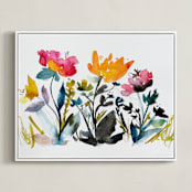"island wildflowers no.2" - Art Print in gold poppy by Kiana Lee - Framed Canvas