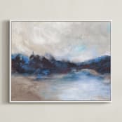 "Saint Mary's Lake" - Art Print in Phthalo Blue by Lorent and Leif - Framed Canvas