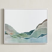 "Terrain No. 1" - Art Print in Ocean Blue by Jennifer Daily - Framed Canvas