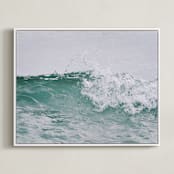 "Sea of Glass" - Art Print in Sagey Teal by Charlotte Mello Stevenson - Framed Canvas