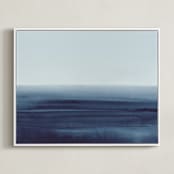 "Beyond the Water" - Art Print in Deep Blue by Little Valley Studio - Framed Canvas