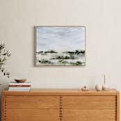 "Summer Fields No.1" - Art Print in soft dusty blue, sage and forestgreen by Kate Nelson - In a Room