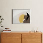 "Cuddling in the rain" - Art Print in Mustard Yellow by Yaling Hou Suzuki - In a Room