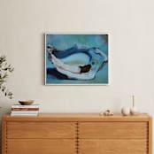 "Oyster Blues" - Art Print in Peacock Blue by Christa Wall - In a Room