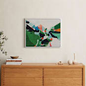 "Colorful Abstract Landscape" - Art Print in bright emerald green by Caryn Owen - In a Room