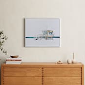 "Hermosa Beach Lifeguard Tower" - Art Print in Beige by Viktoria Eperjesi - In a Room