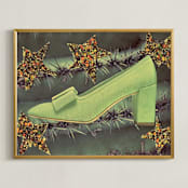 "Shoe Collection" - Art Print in Cactus green by Frances Sousa - Framed
